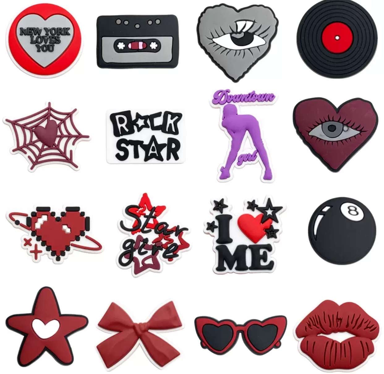 Lot de pins de rock star rouge !